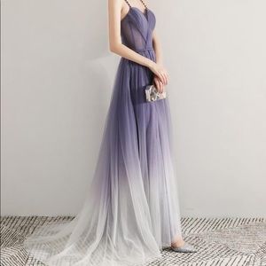 Purple Gradient Chiffon Prom Dress